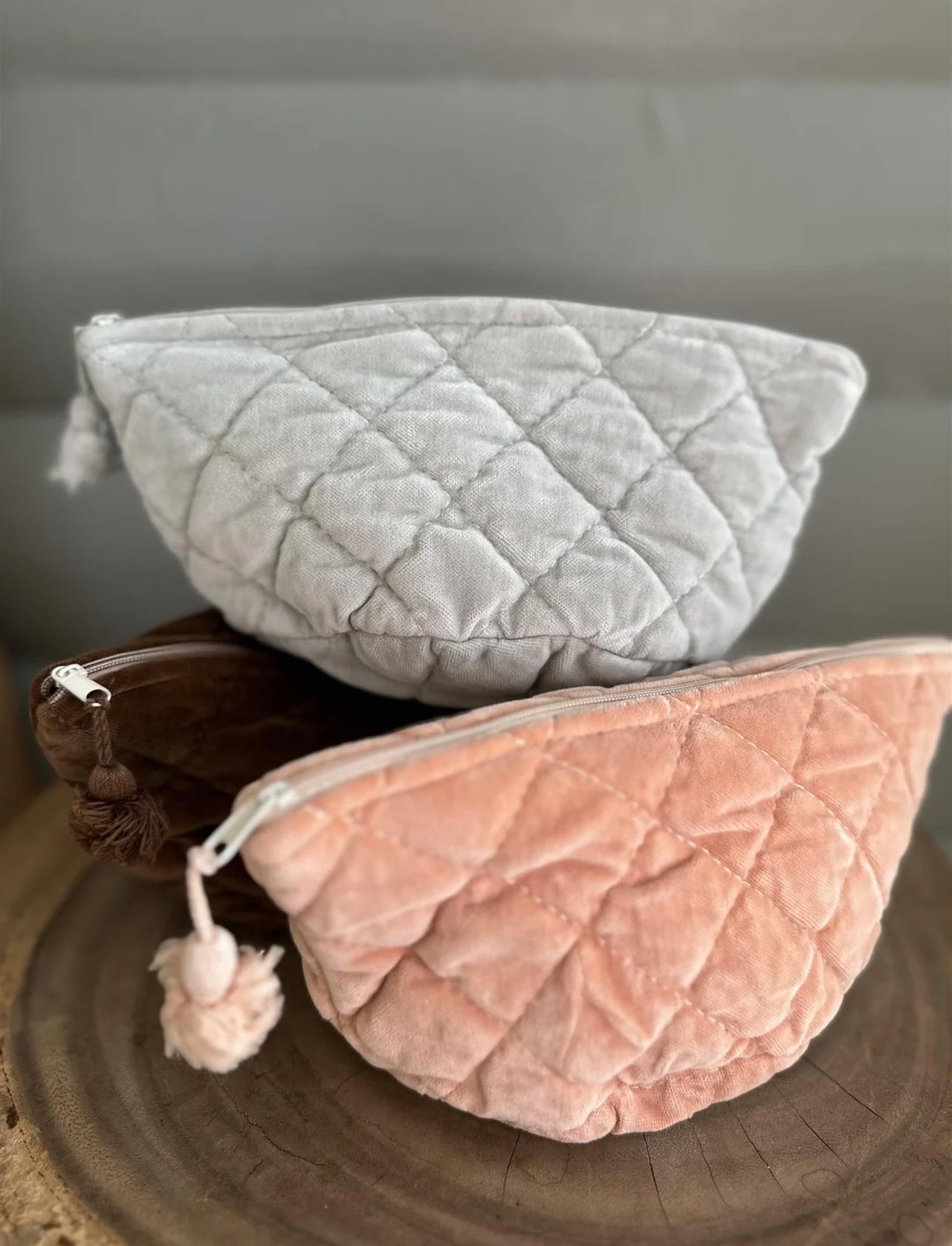 Sminkemappe Velur - Peach