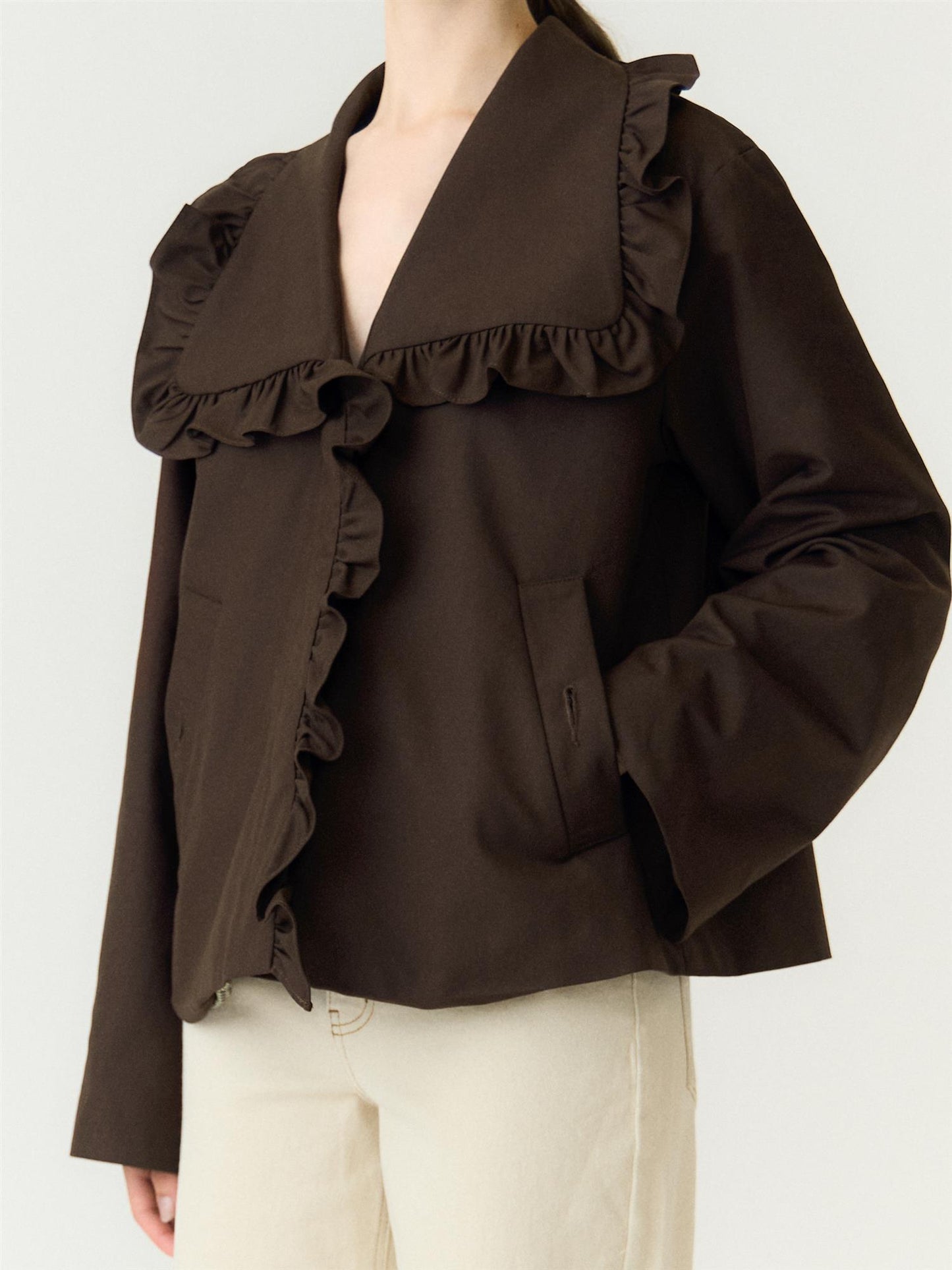 YASELSIA LS SHORT TRENCHCOAT - COFFE BEAN
