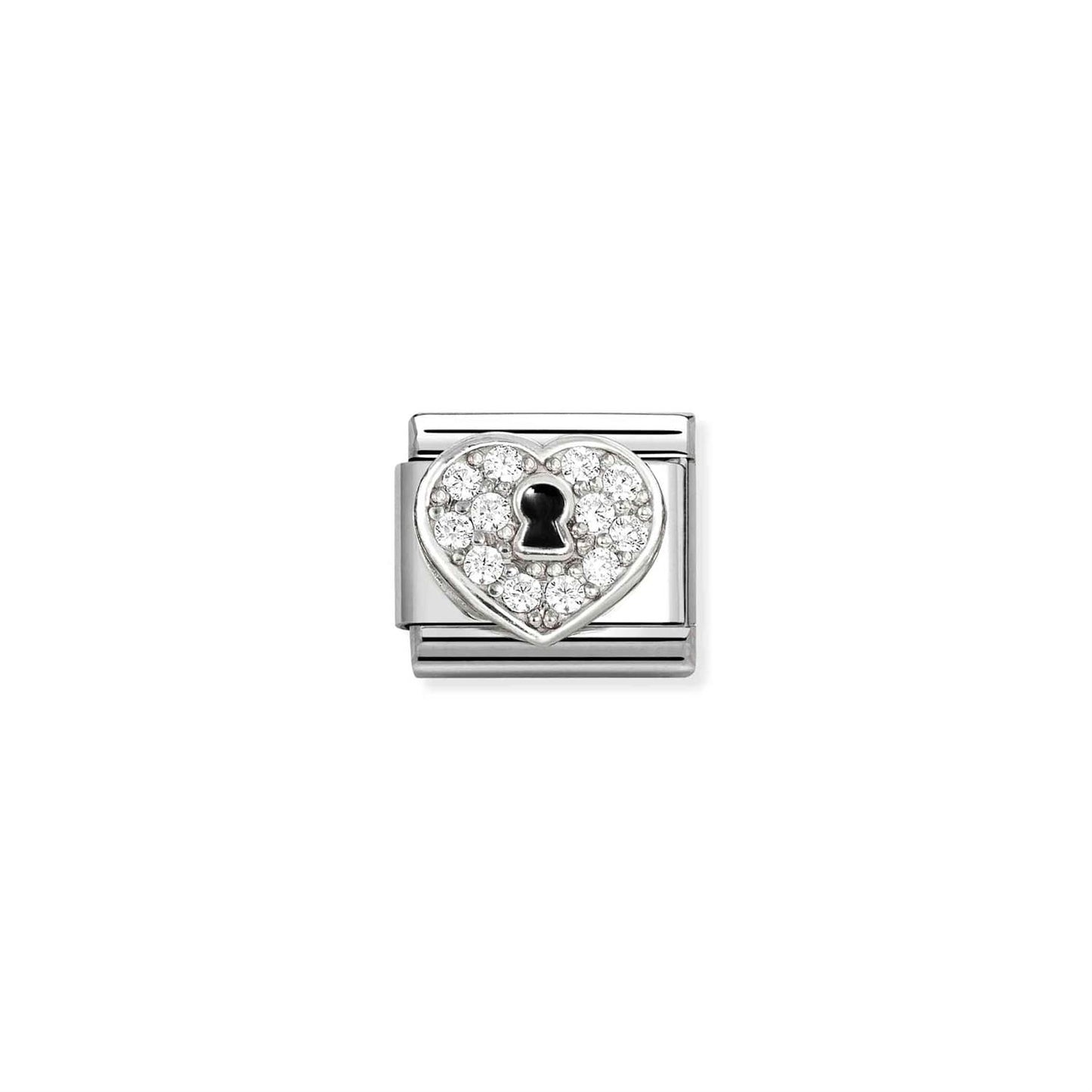 LINK, SILVER STONE PADLOCK HEART