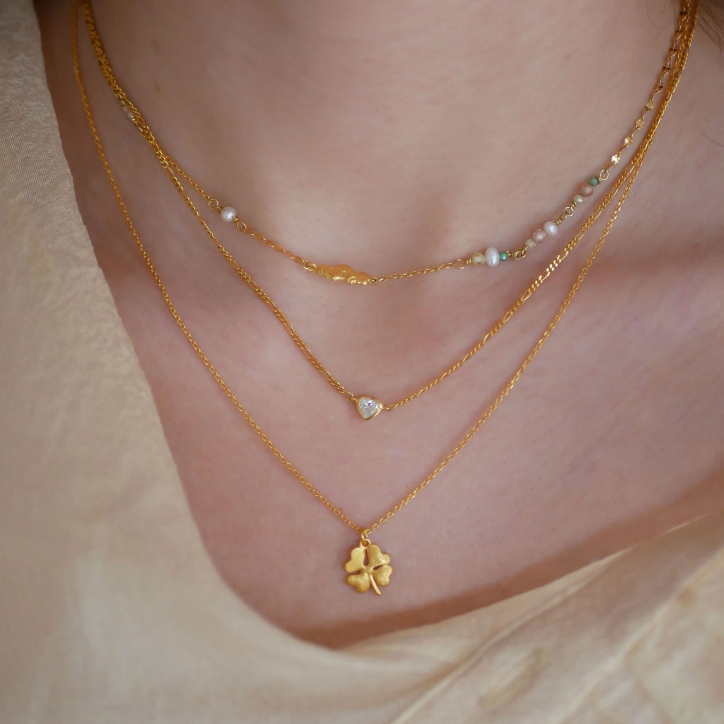 Organic Clover Gold Necklace