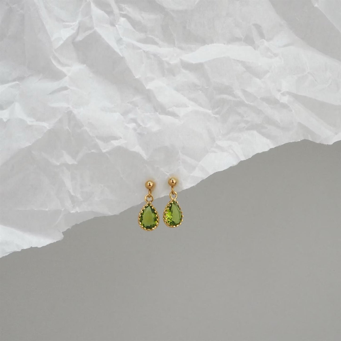 Apple Green Rain Drop Stud