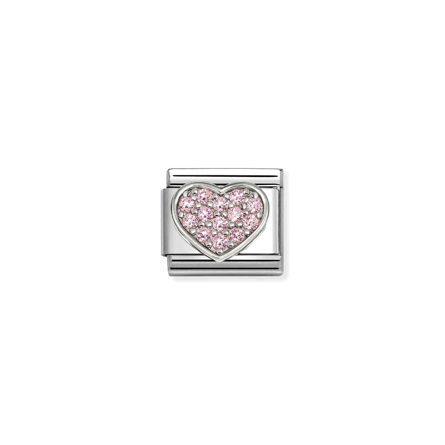 LINK, SILVER HEART WITH PINK CUBIC ZIRCONIA