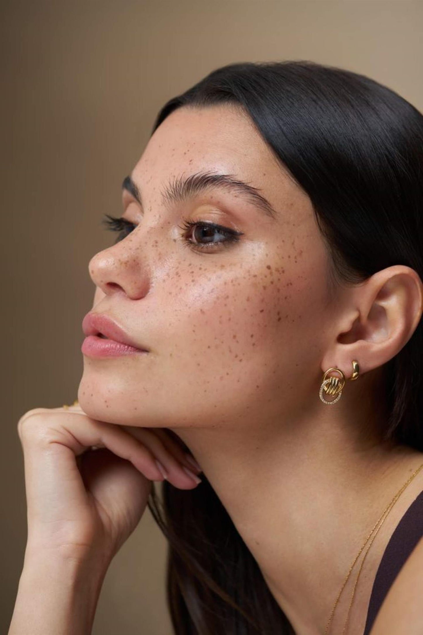 Fine interlocking pave stud earrings