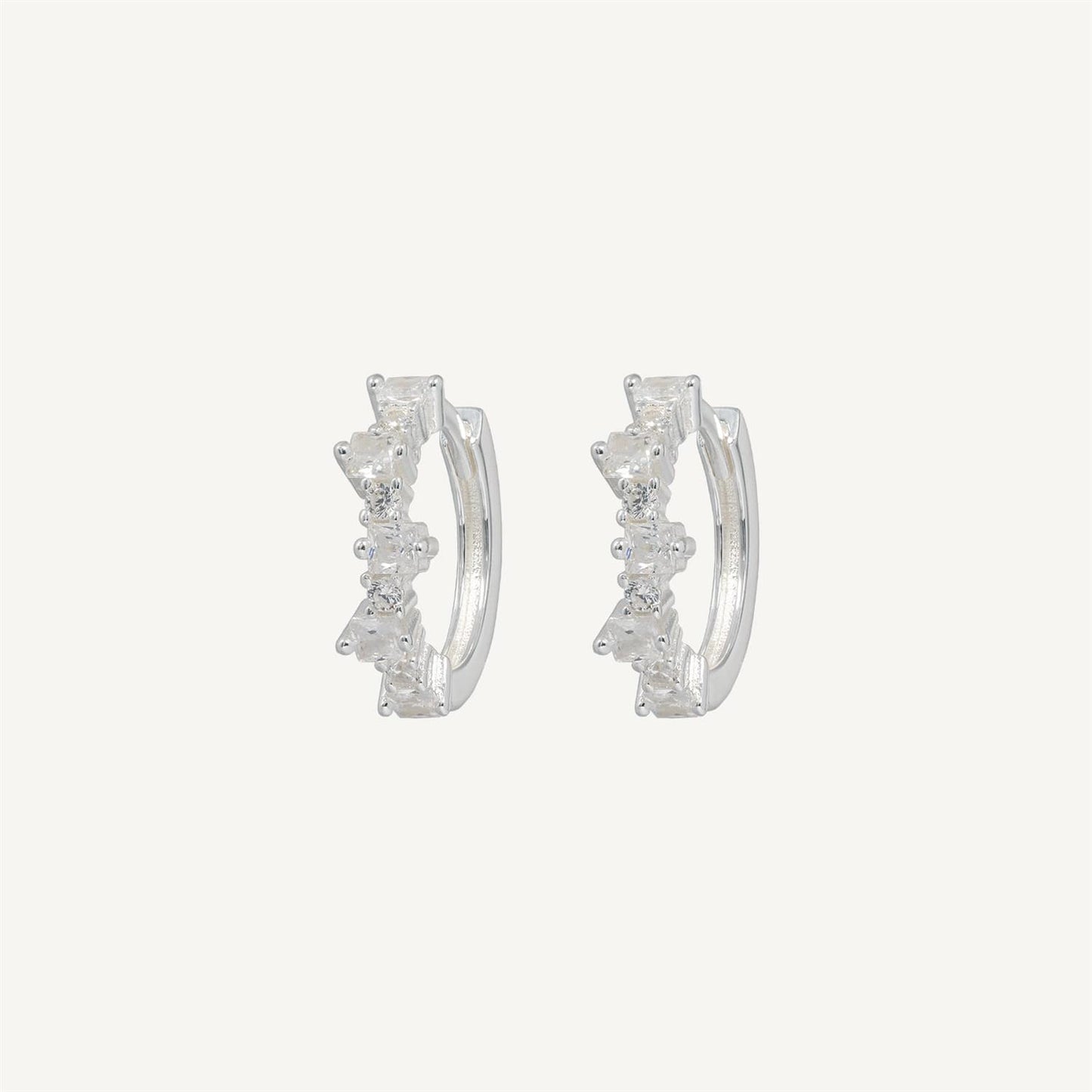 Mixed Small Hoops Silver White