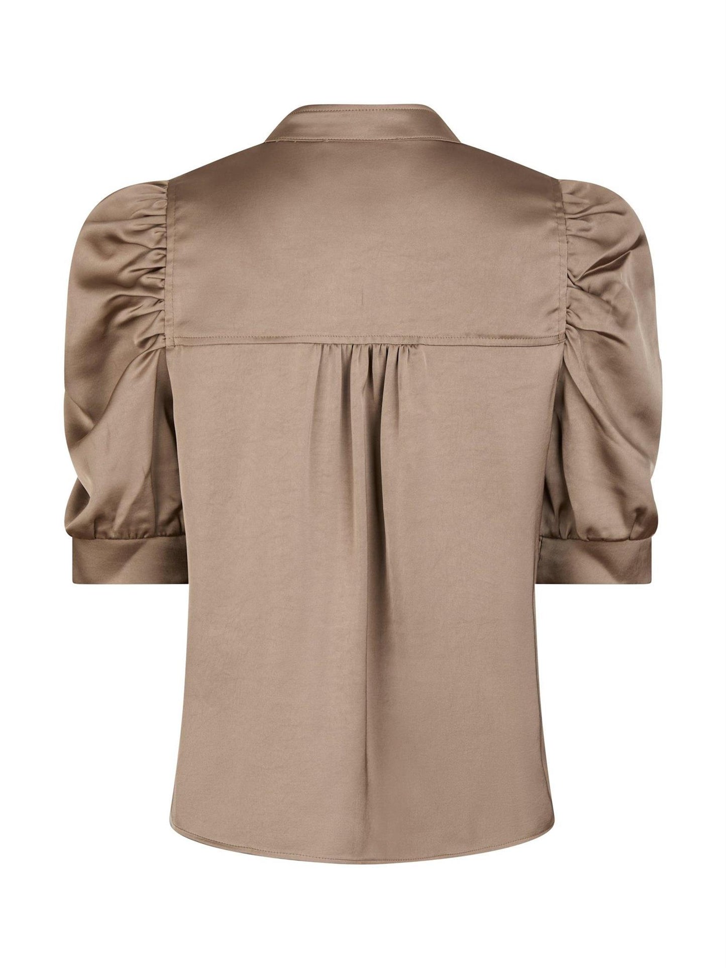 Roella Heavy Sateen Blouse - Dark Taupe