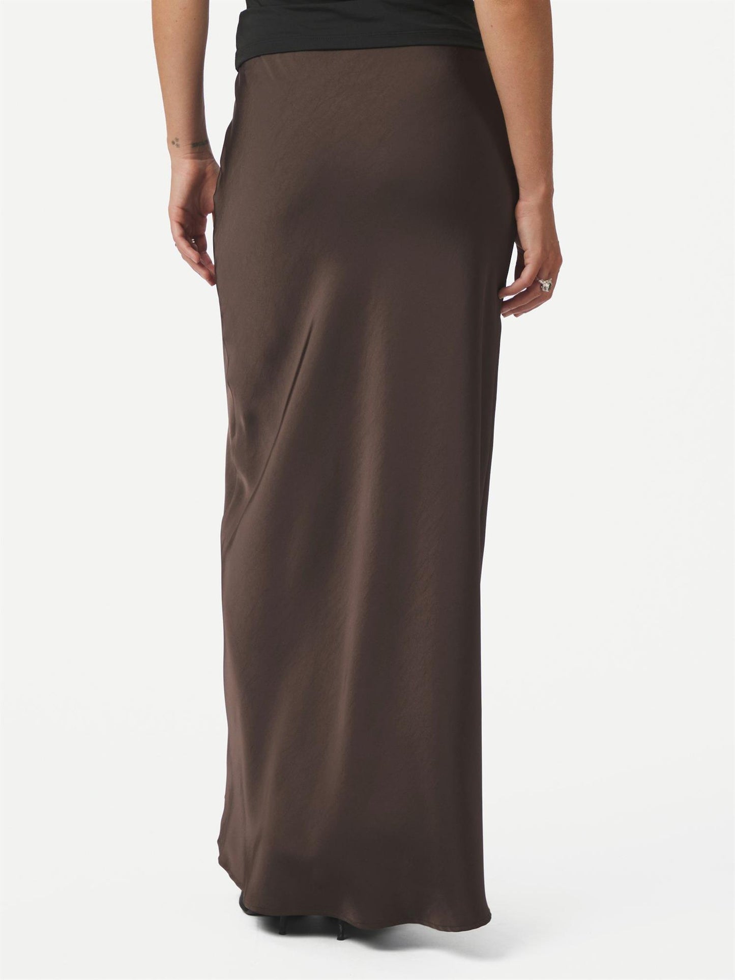 Vicky Heavy Sateen Skirt - Dark Brown