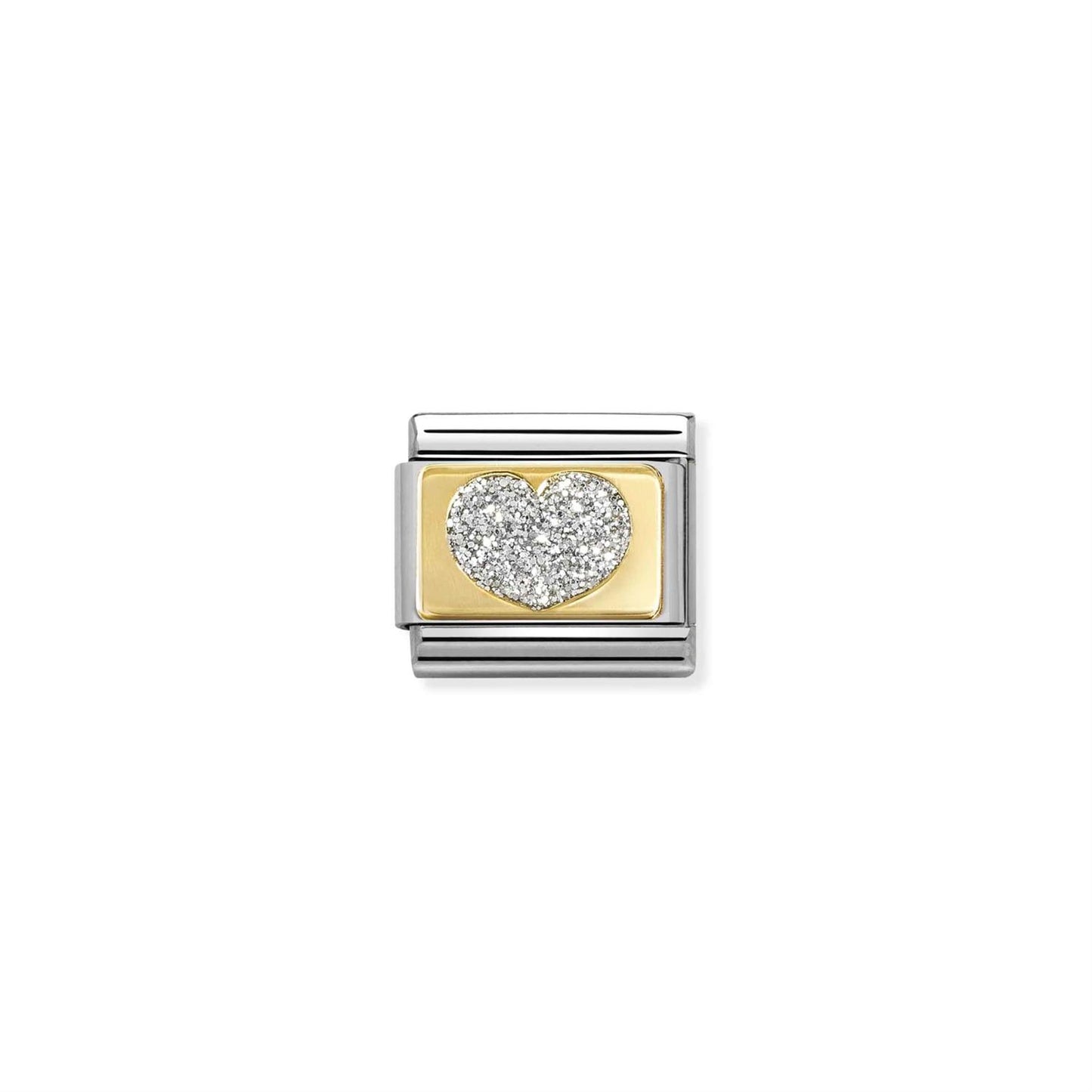LINK, PLATE SILVER GLITTER HEART