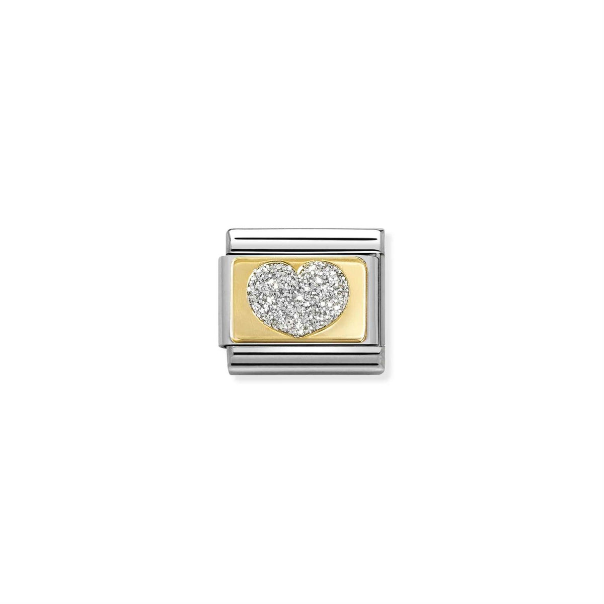 LINK, PLATE SILVER GLITTER HEART