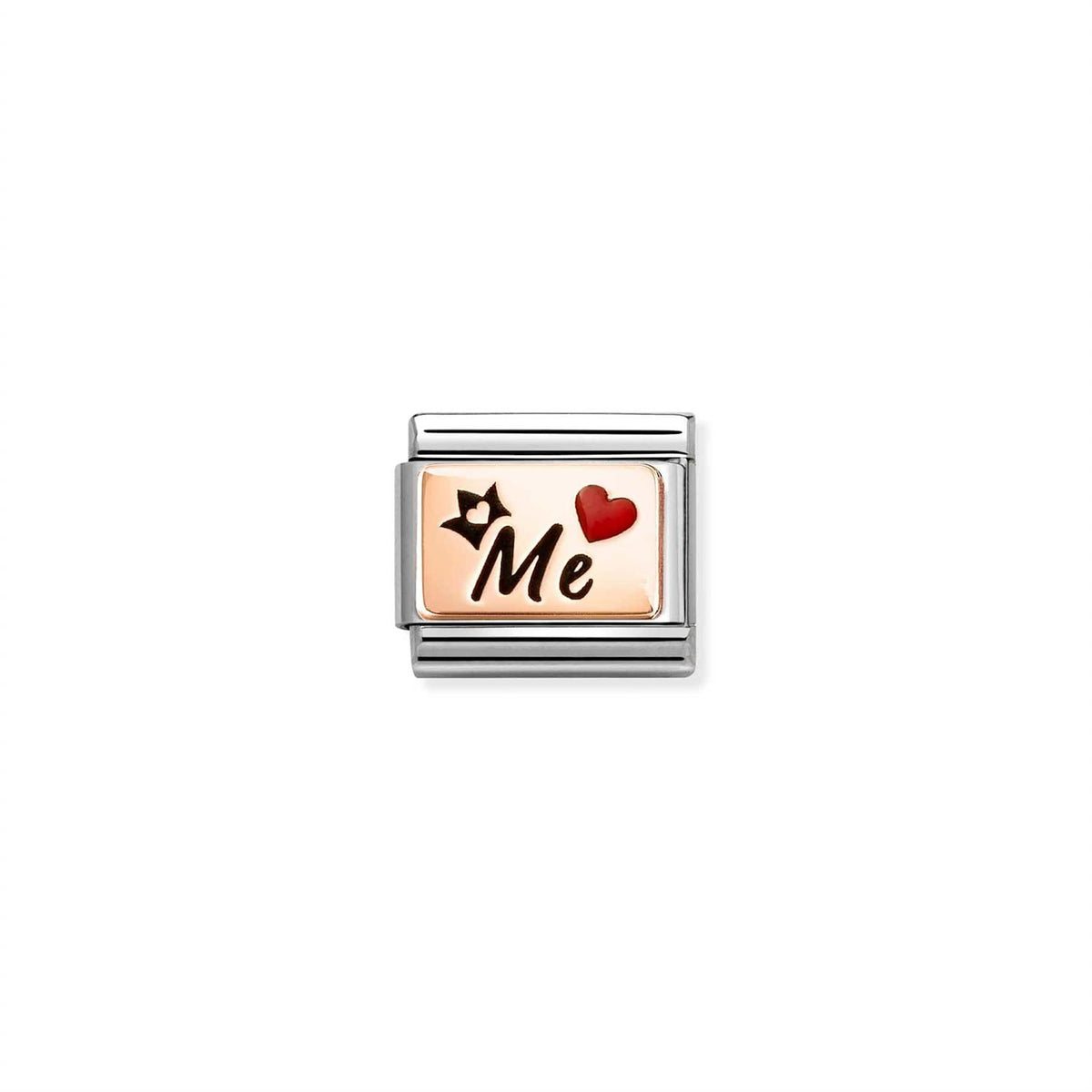 LINK, MED RED HEART CROWN IN ROSEGOLD