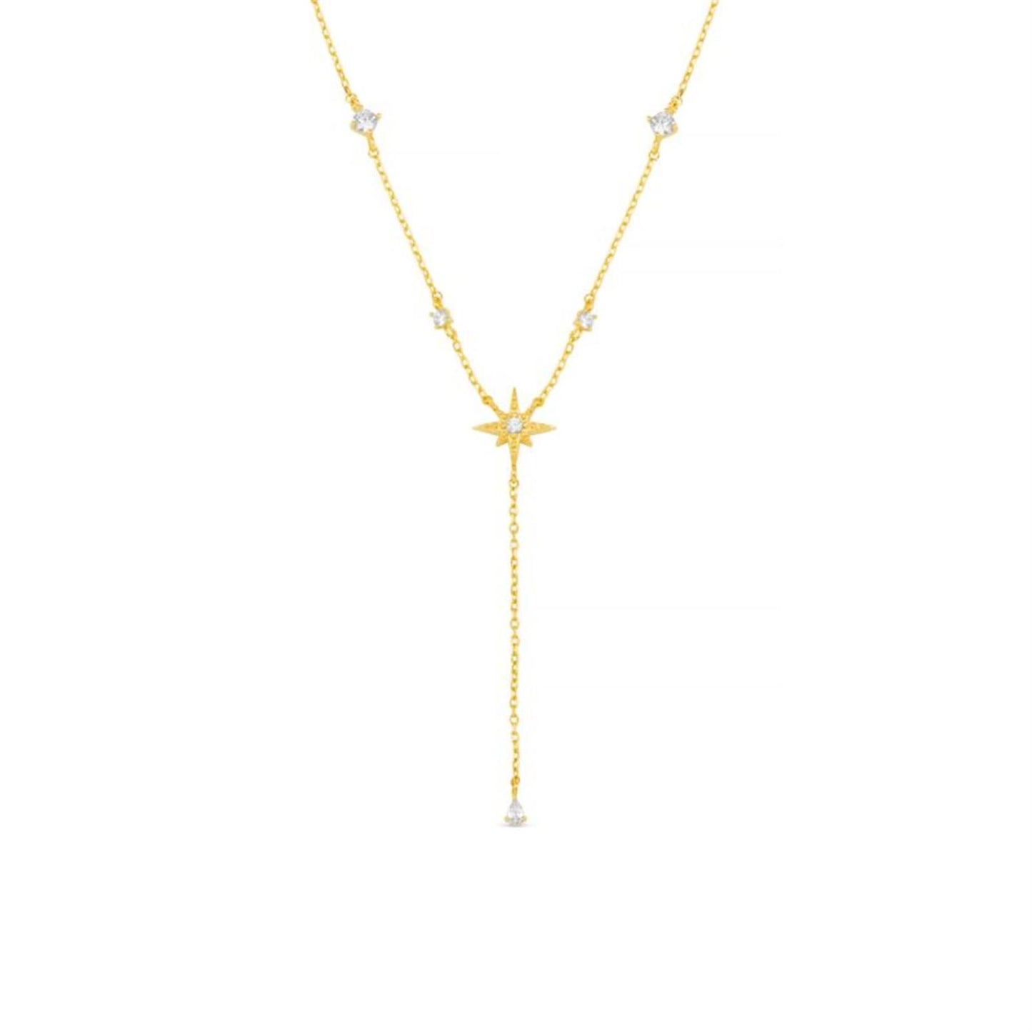 Crystal & Starburst Fine Lariat Necklace