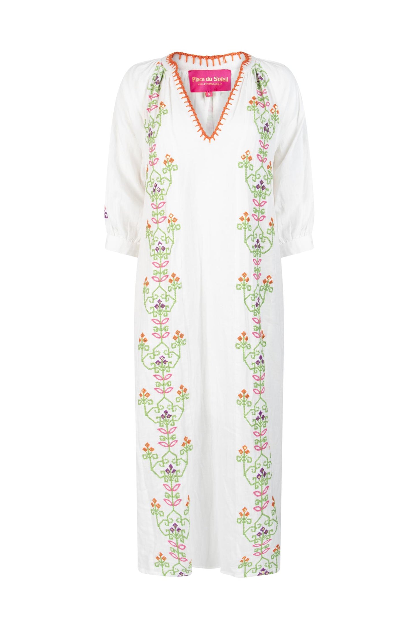 Embroidery Dress - White Green