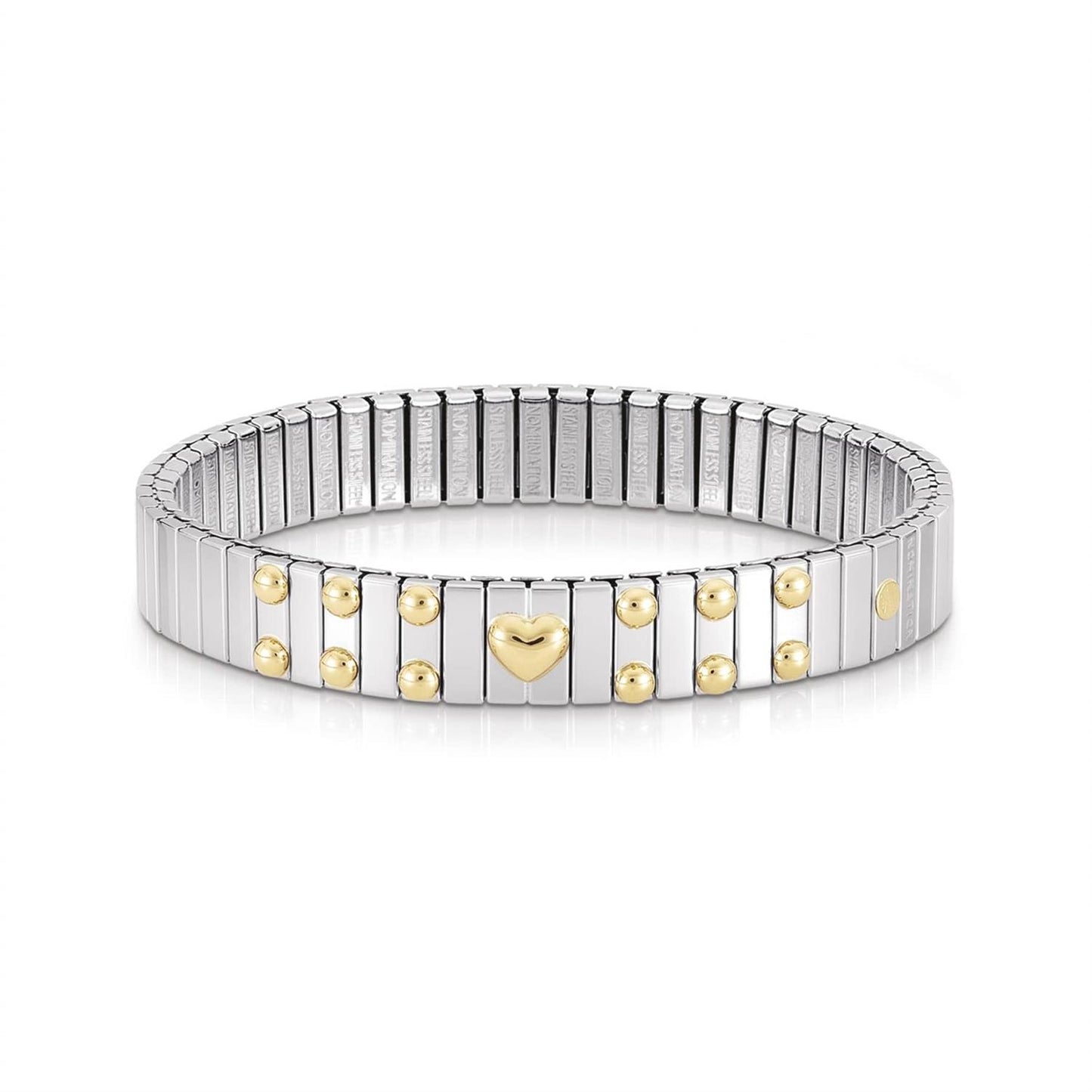 STRETCH BRACELET WITH GOLD HEART AND DOTS