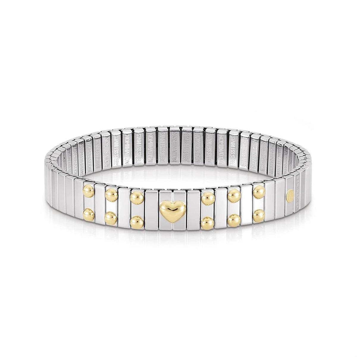 STRETCH BRACELET WITH GOLD HEART AND DOTS