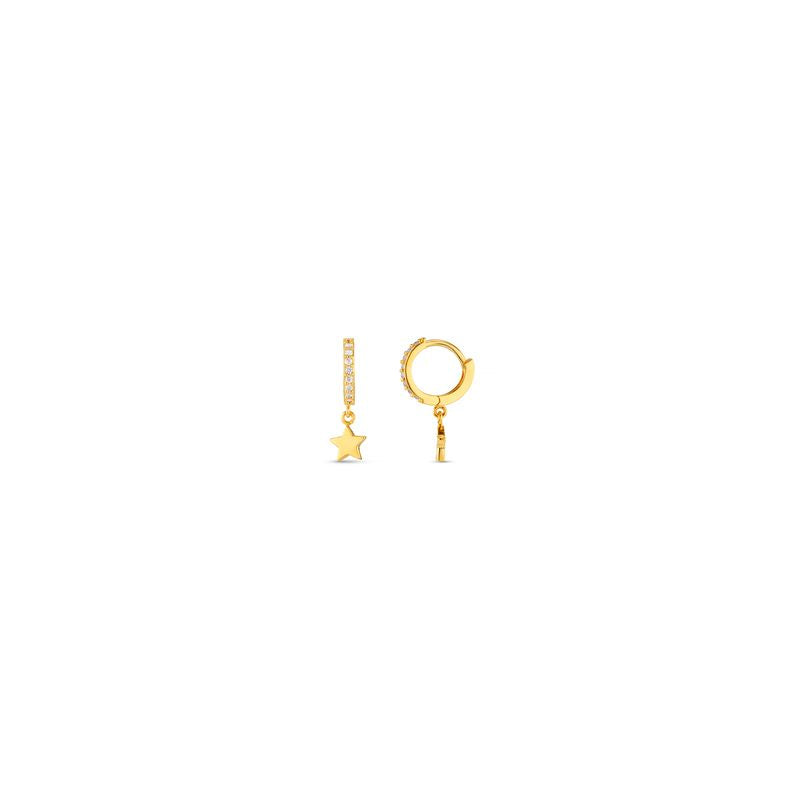 Pavé Mini Micro Star Drop Gold Hoops