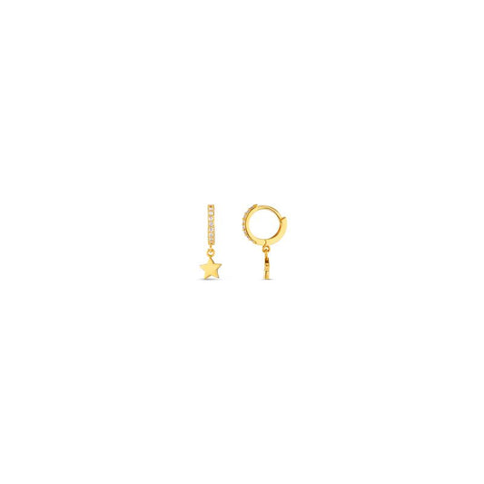 Pavé Mini Micro Star Drop Gold Hoops