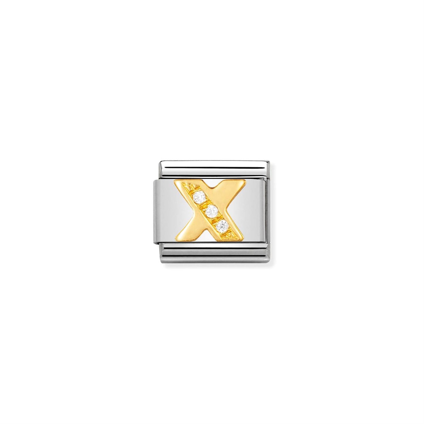 LINK, LETTER X WITH WHITE STONES