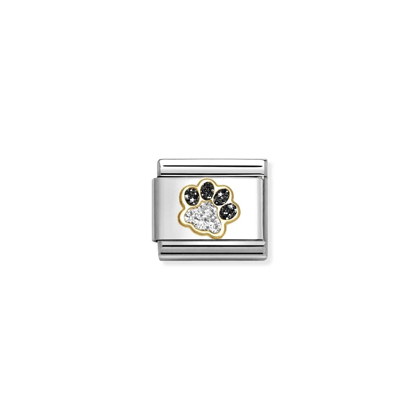 LINK, PAW PRINT BLACK & SILVER GLITTER