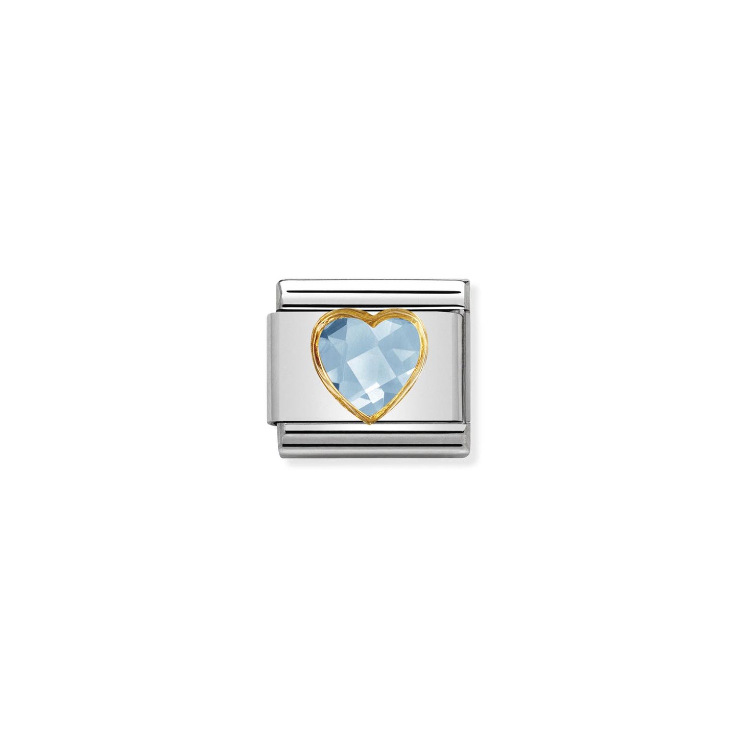 LINK, LIGHT BLUE HEART IN GOLD
