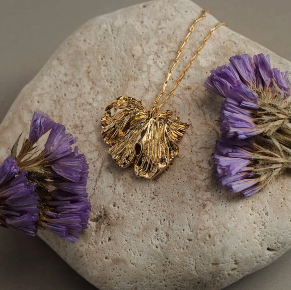 Molten leaf charm necklace