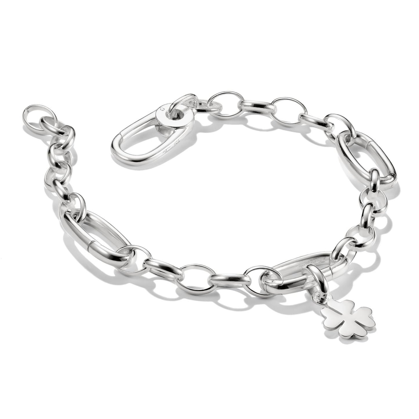 Charm Bracelet With Three Connect Links Silver