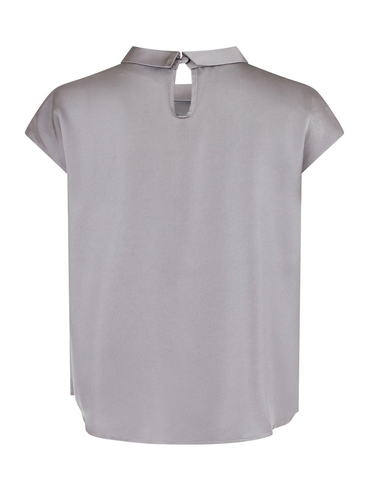 Fleur Drapy Satin Blouse - Grey