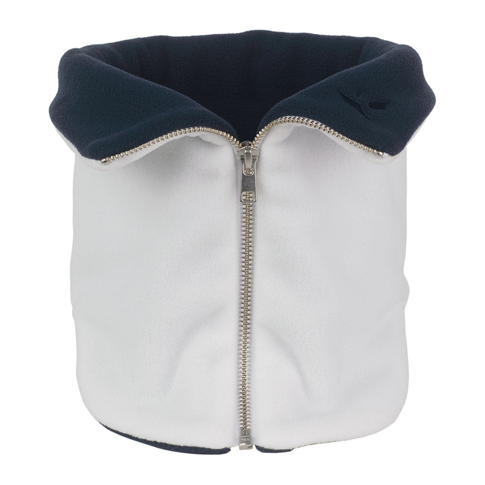 Classic Fullzip Neckband - White with navy