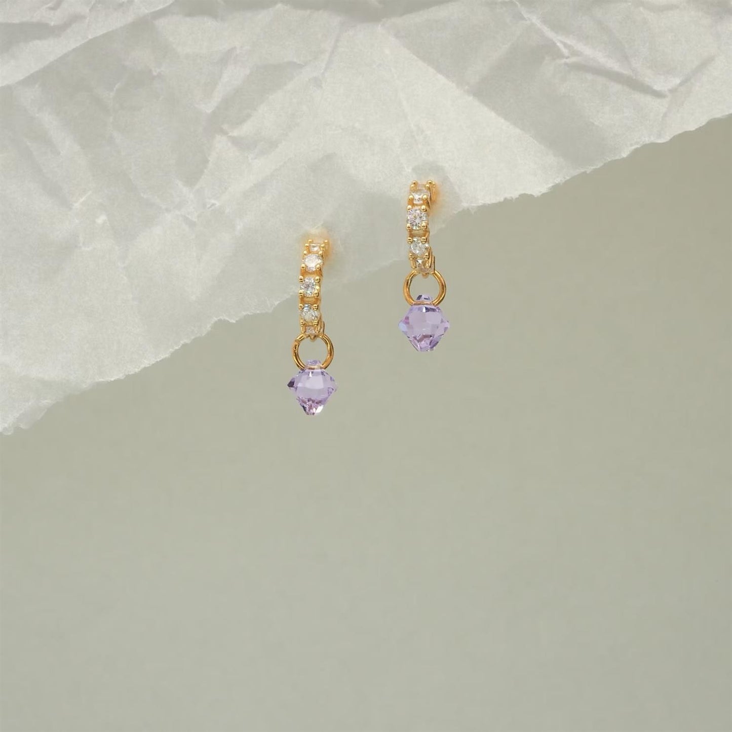 Tiny Violet Sparkle Hoops