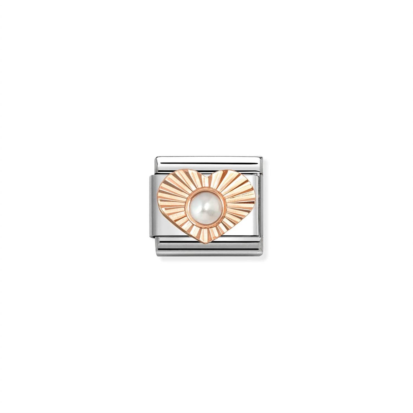 LINK, ROSE GOLD HEART WHITE PEARL