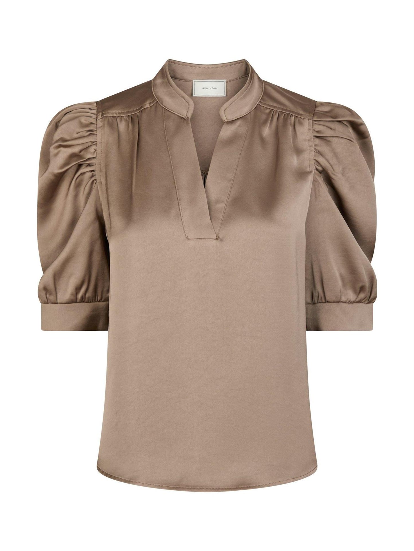Roella Heavy Sateen Blouse - Dark Taupe