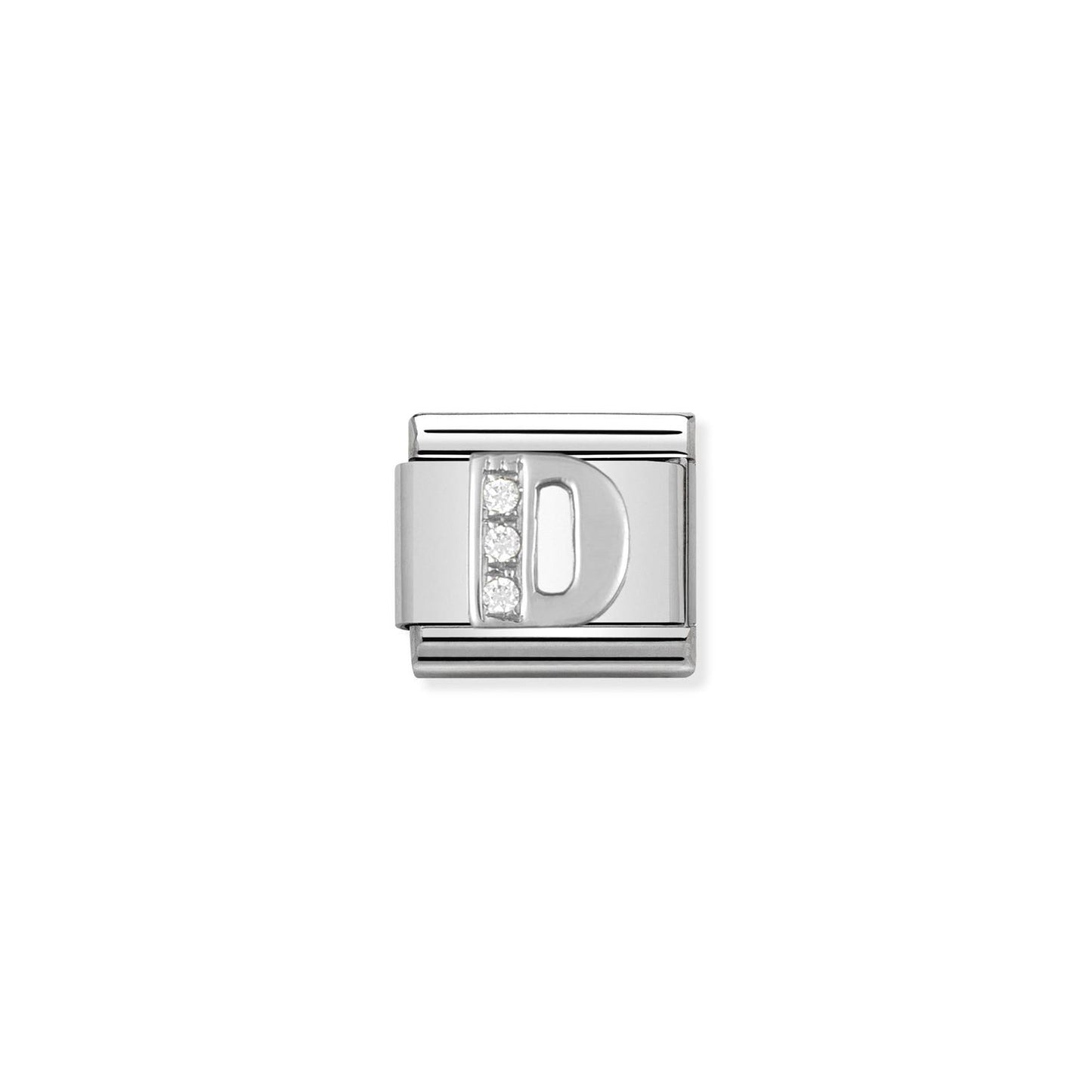 LINK, LETTER D IN SILVER AND STONES