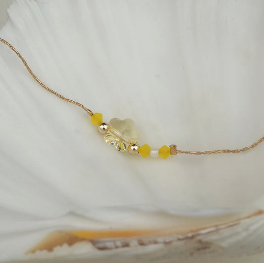 Yellow Crystal Flower Bracelet