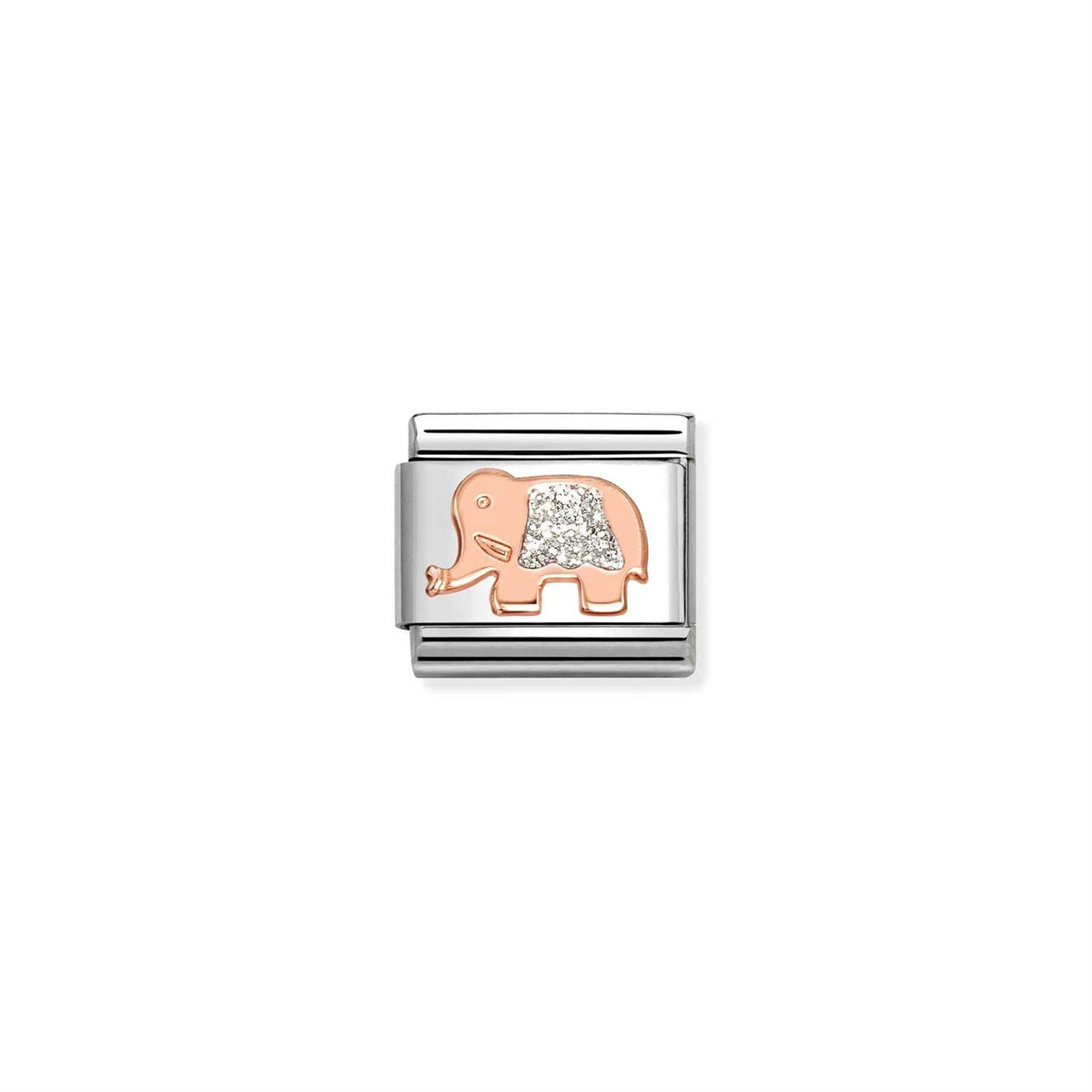 LINK, ELEPHANT IN ROSEGOLD WITH SILVER GLITTER