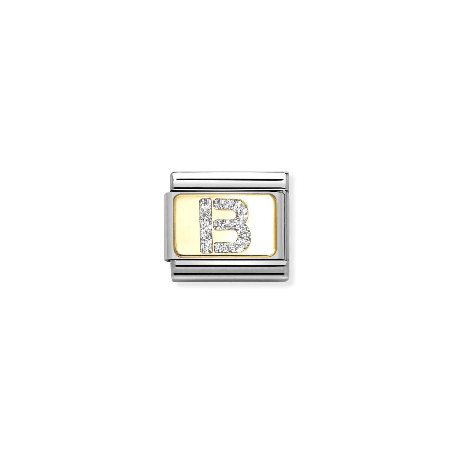 LINK, LETTER B SILVER GLITTER