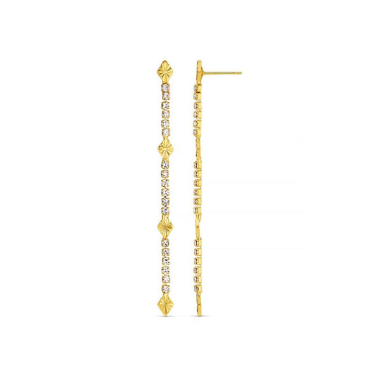 Cupchain & Etched Detail Long Drop Earrings