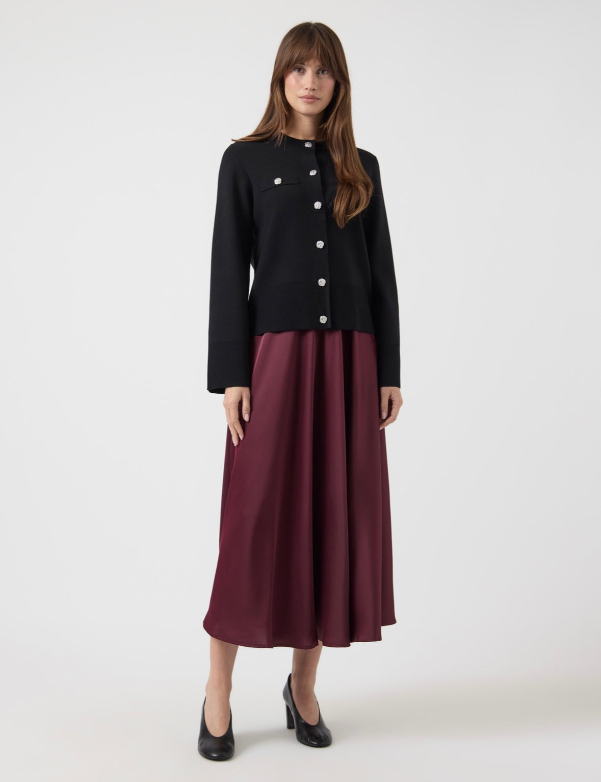 YASPIMI LS KNIT CARDIGAN - BLACK