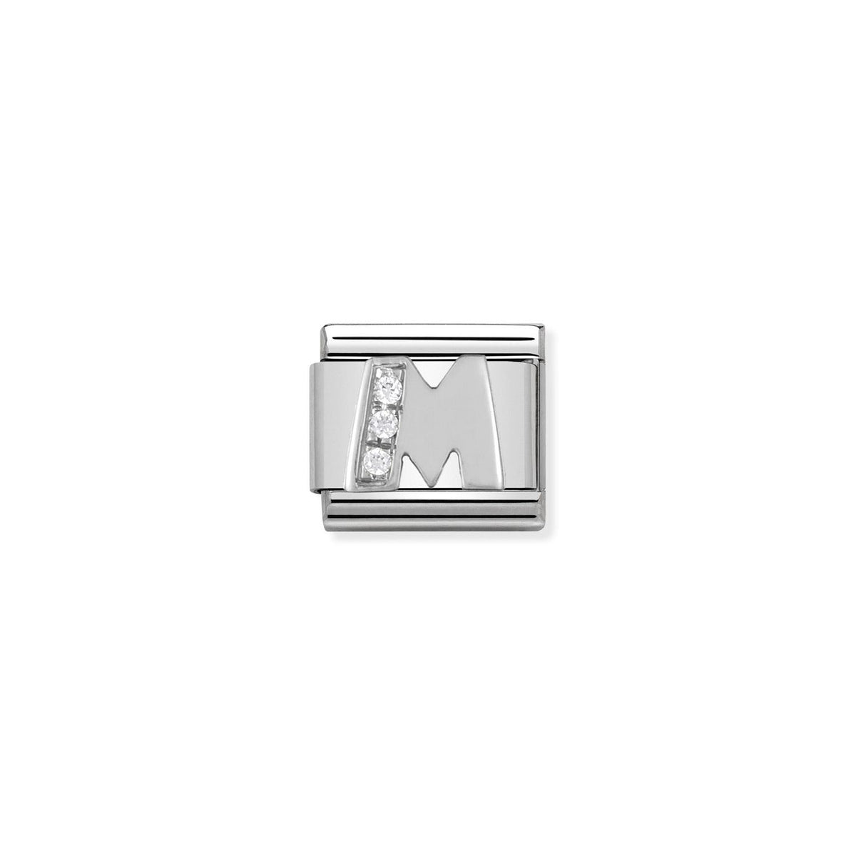 LINK, LETTER M IN SILVER AND STONES