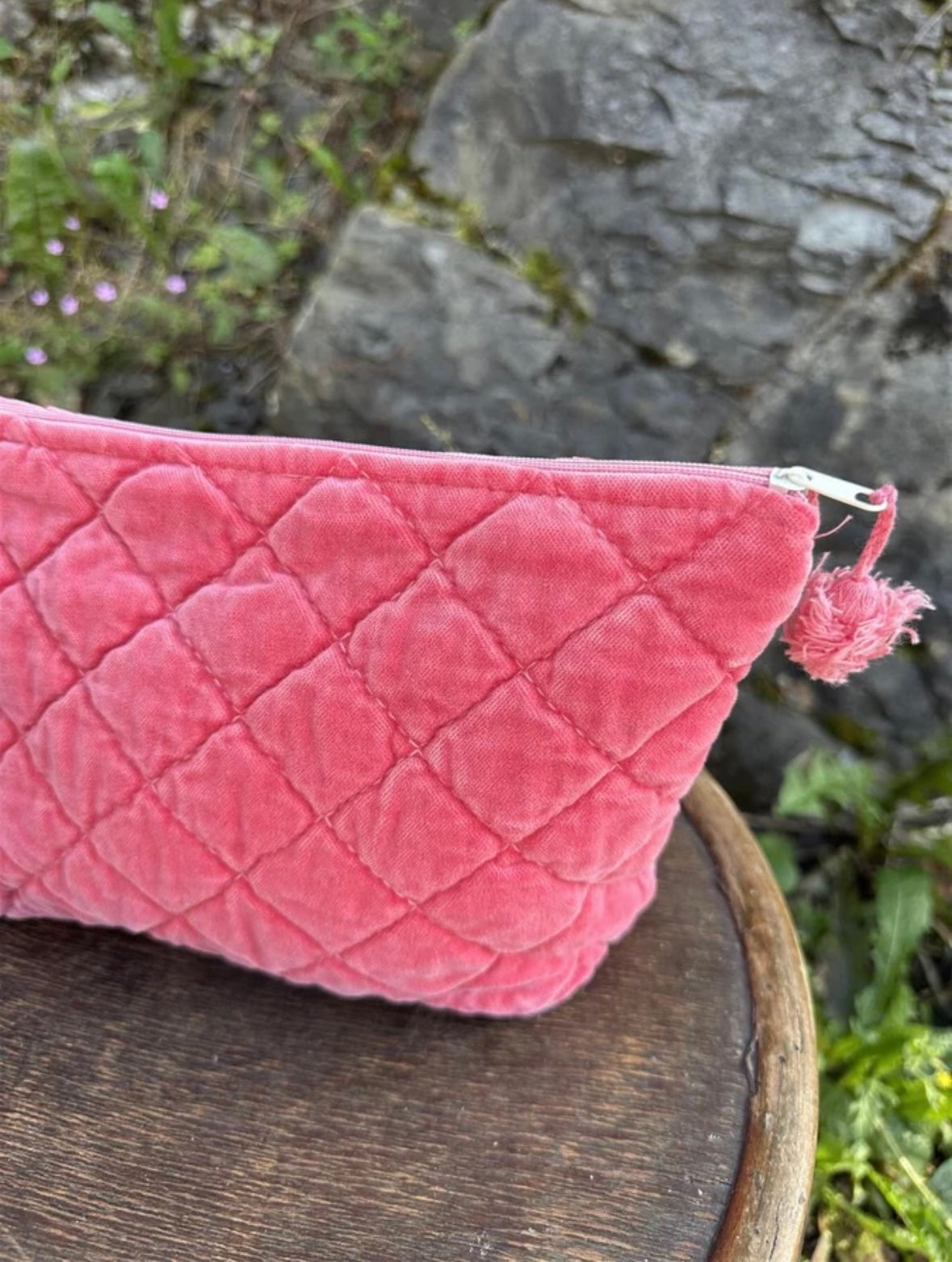 Toalettmappe Velur - Rasberry