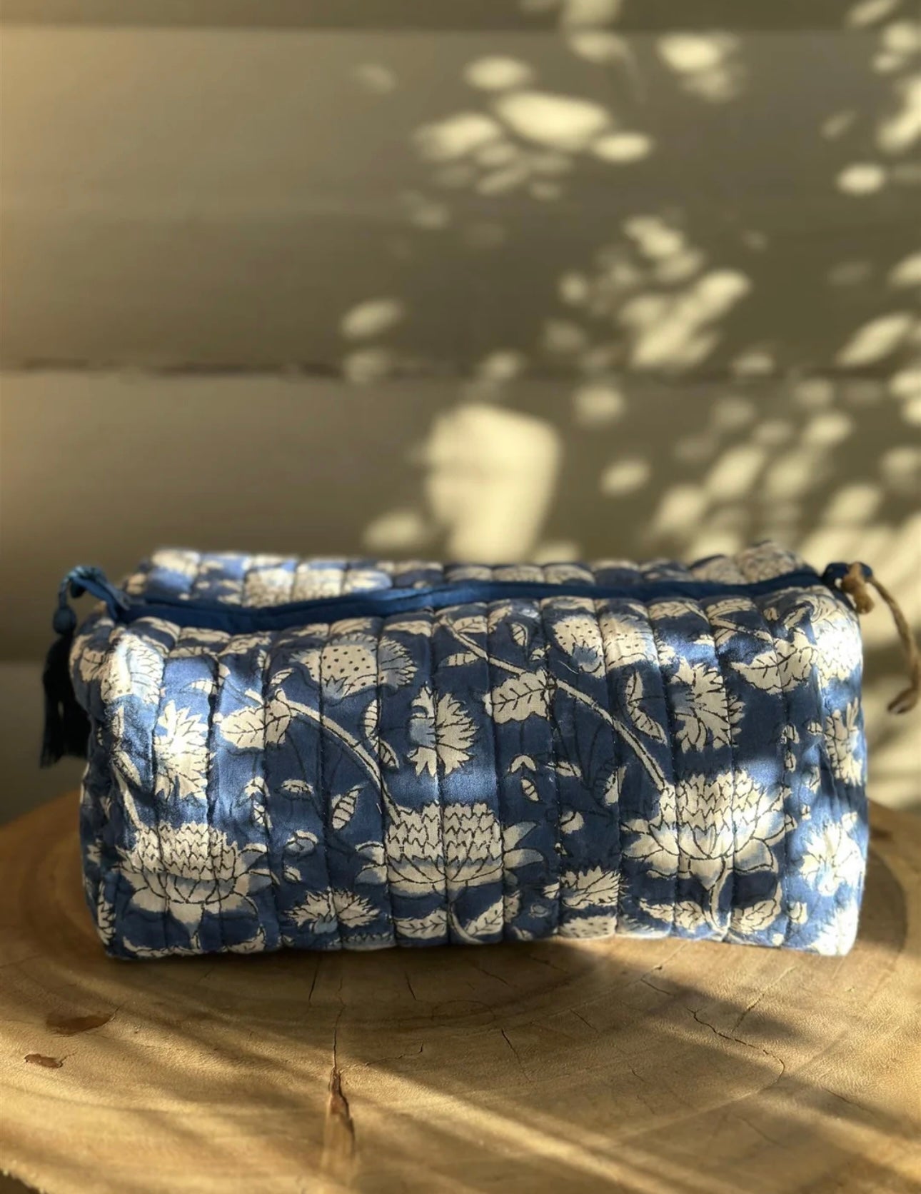 Toalettmappe Blokktrykket - Flower Delft Blue
