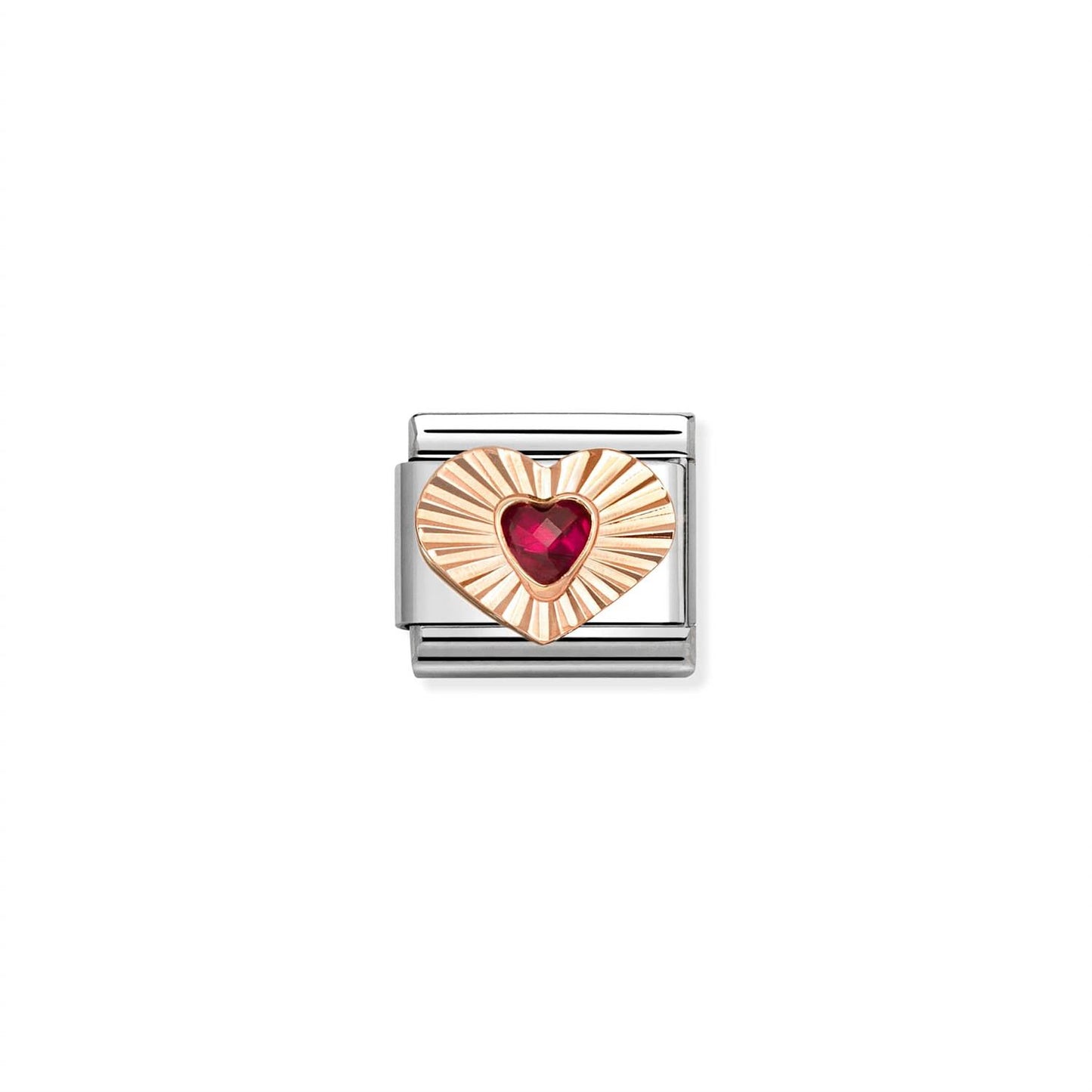 LINK, ROSE GOLD HEART WITH RED HEART