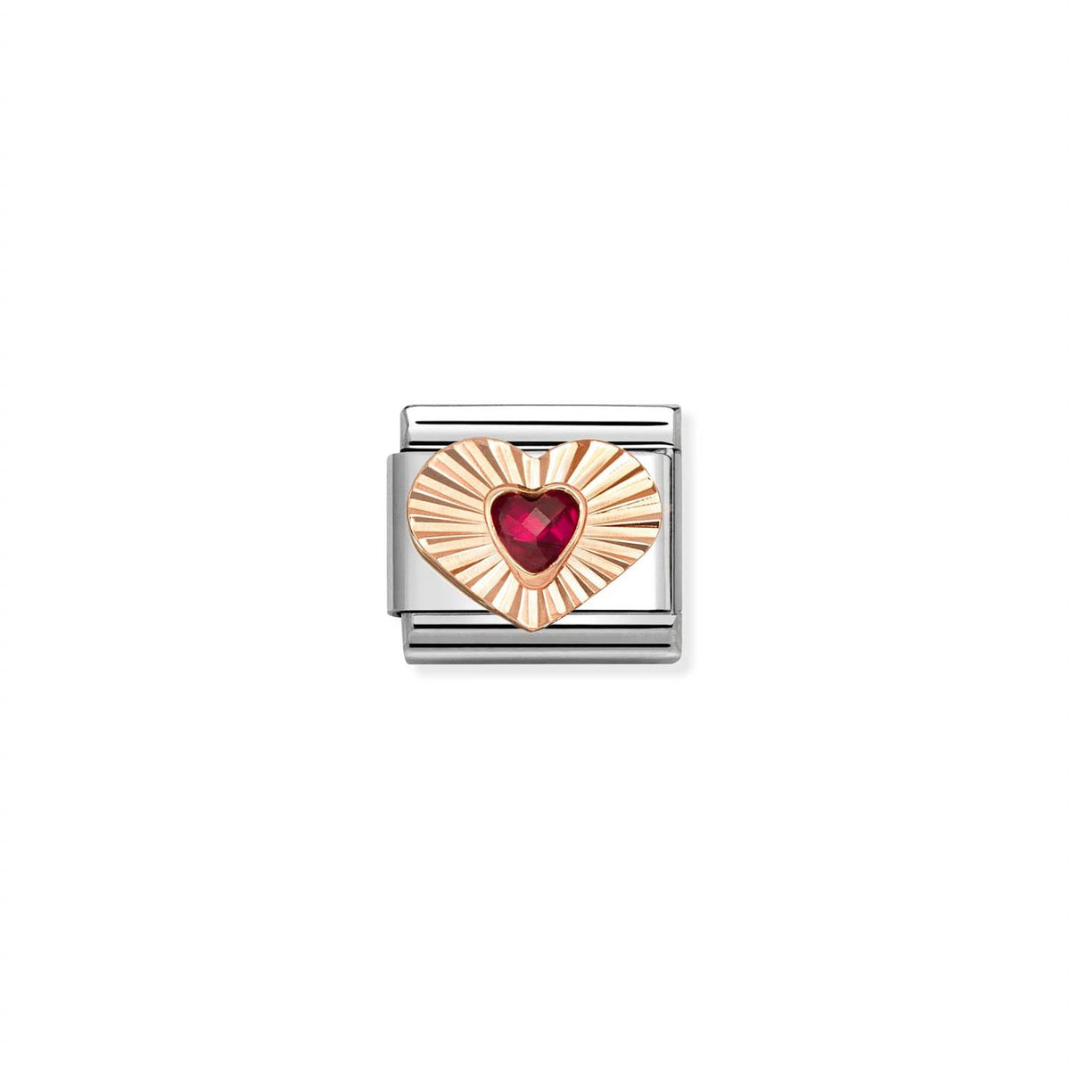 LINK, ROSE GOLD HEART WITH RED HEART