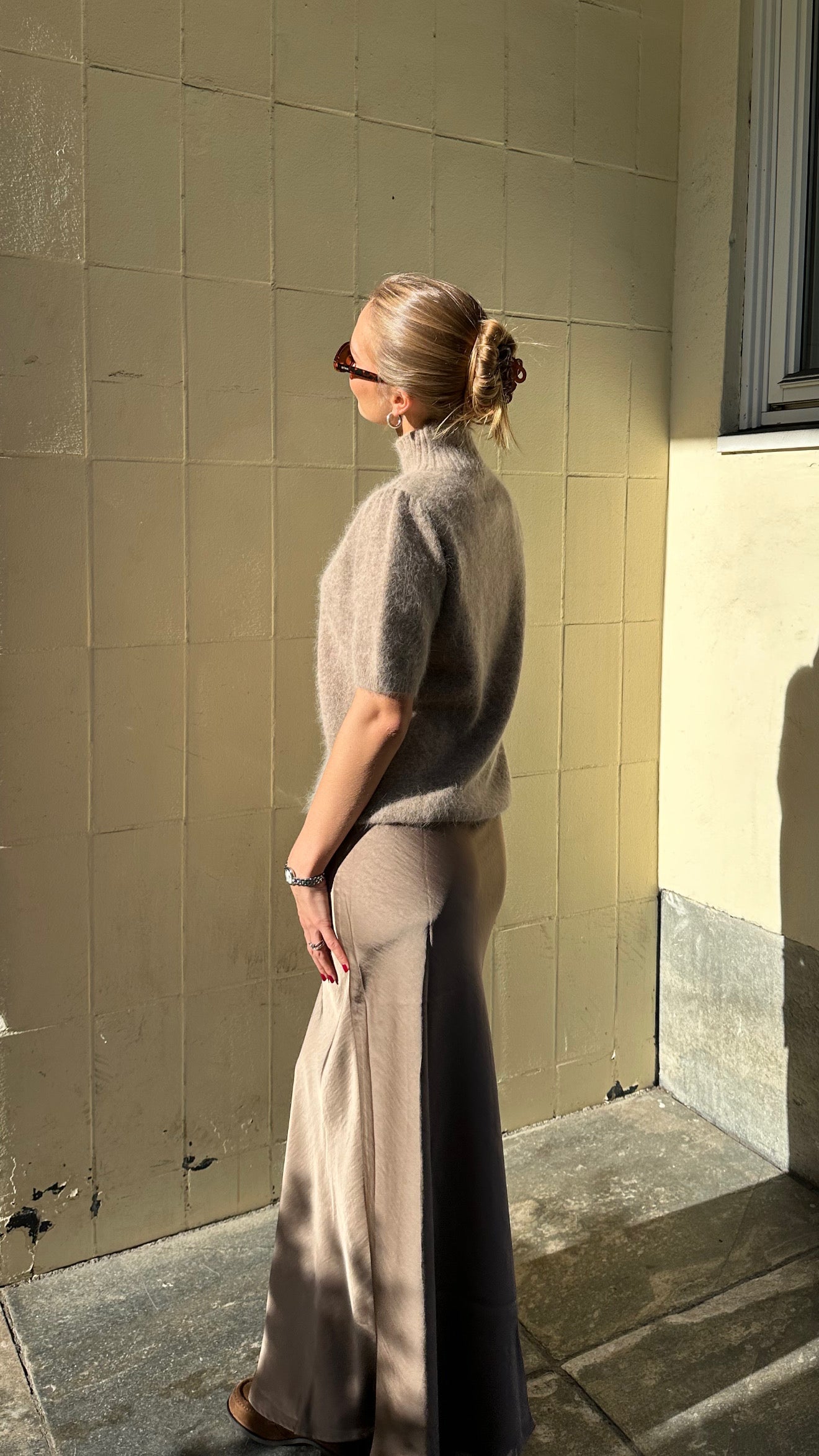 Vicky Heavy Sateen Skirt - Dark Taupe