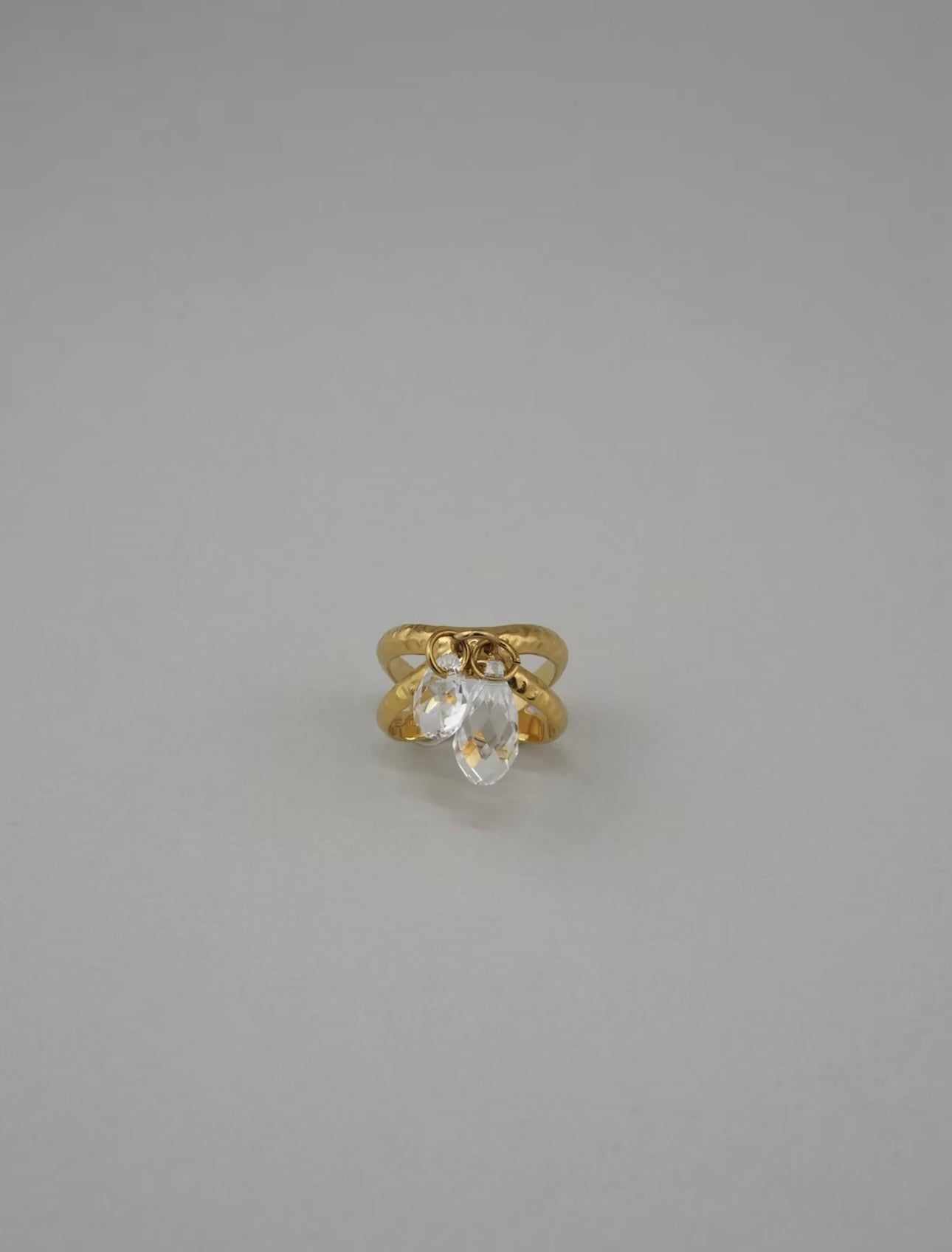Cross Band Clear Ring
