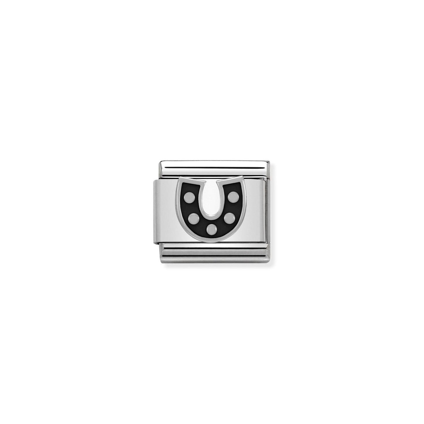 LINK, HORSESHOE BLACK ENAMEL