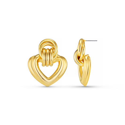 Statement Interlocking Textured Heart Earrings
