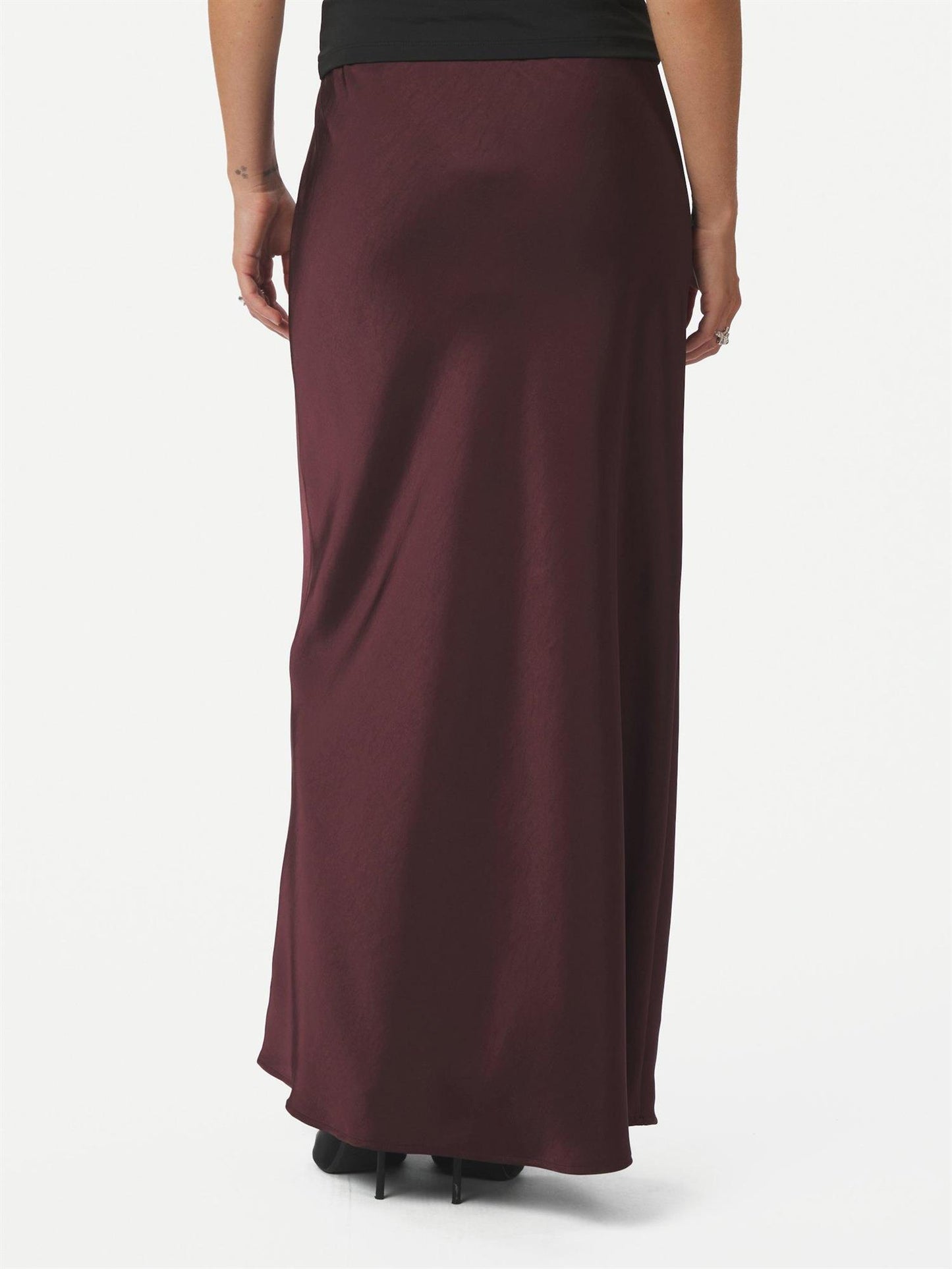 Vicky Heavy Sateen Skirt - Burgundy