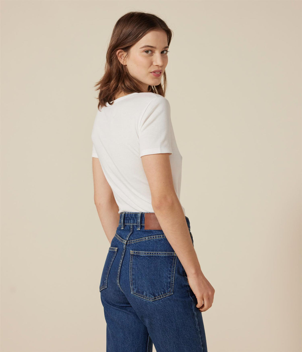 Tee-Shirt Pointelle Round Neck - White