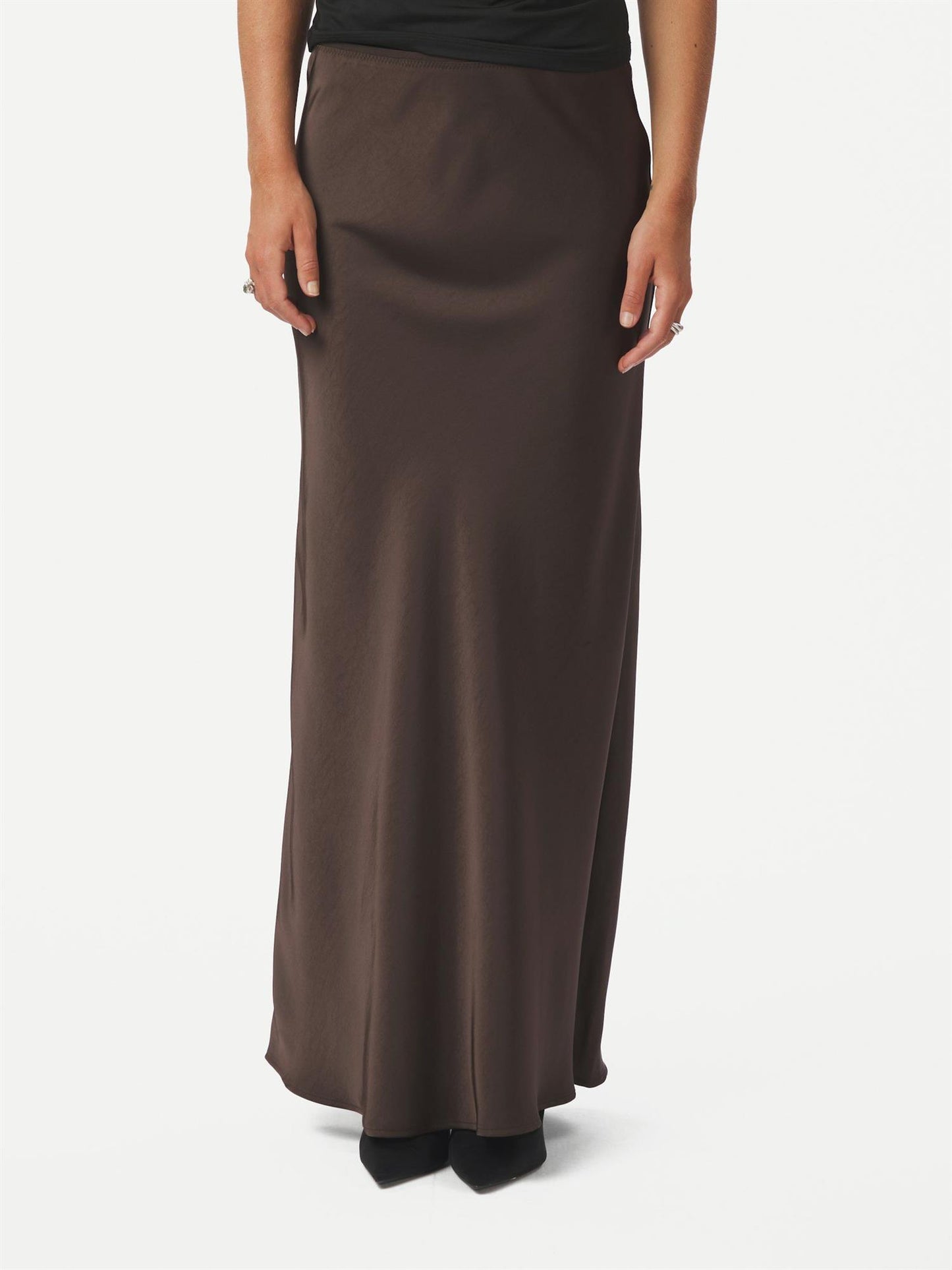 Vicky Heavy Sateen Skirt - Dark Brown