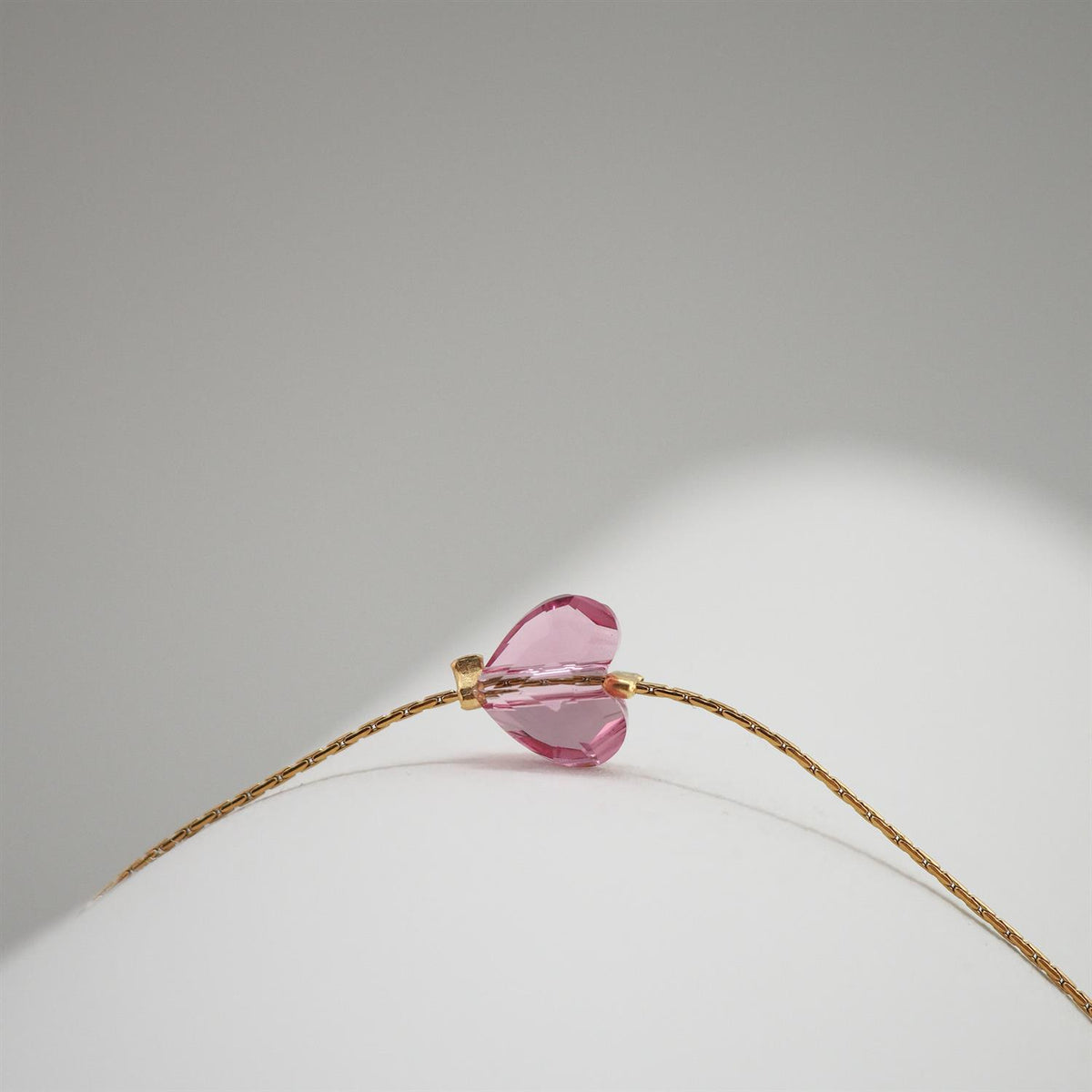 Dainty Blush Crystal Heart - Pink