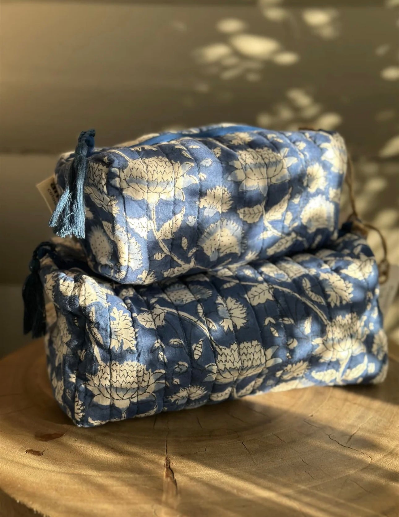 Toalettmappe Blokktrykket - Flower Delft Blue