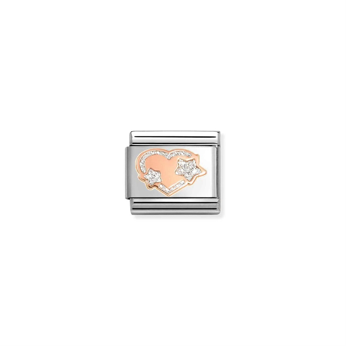LINK, SILVER GLITTER ROSEGOLD HEART STAR